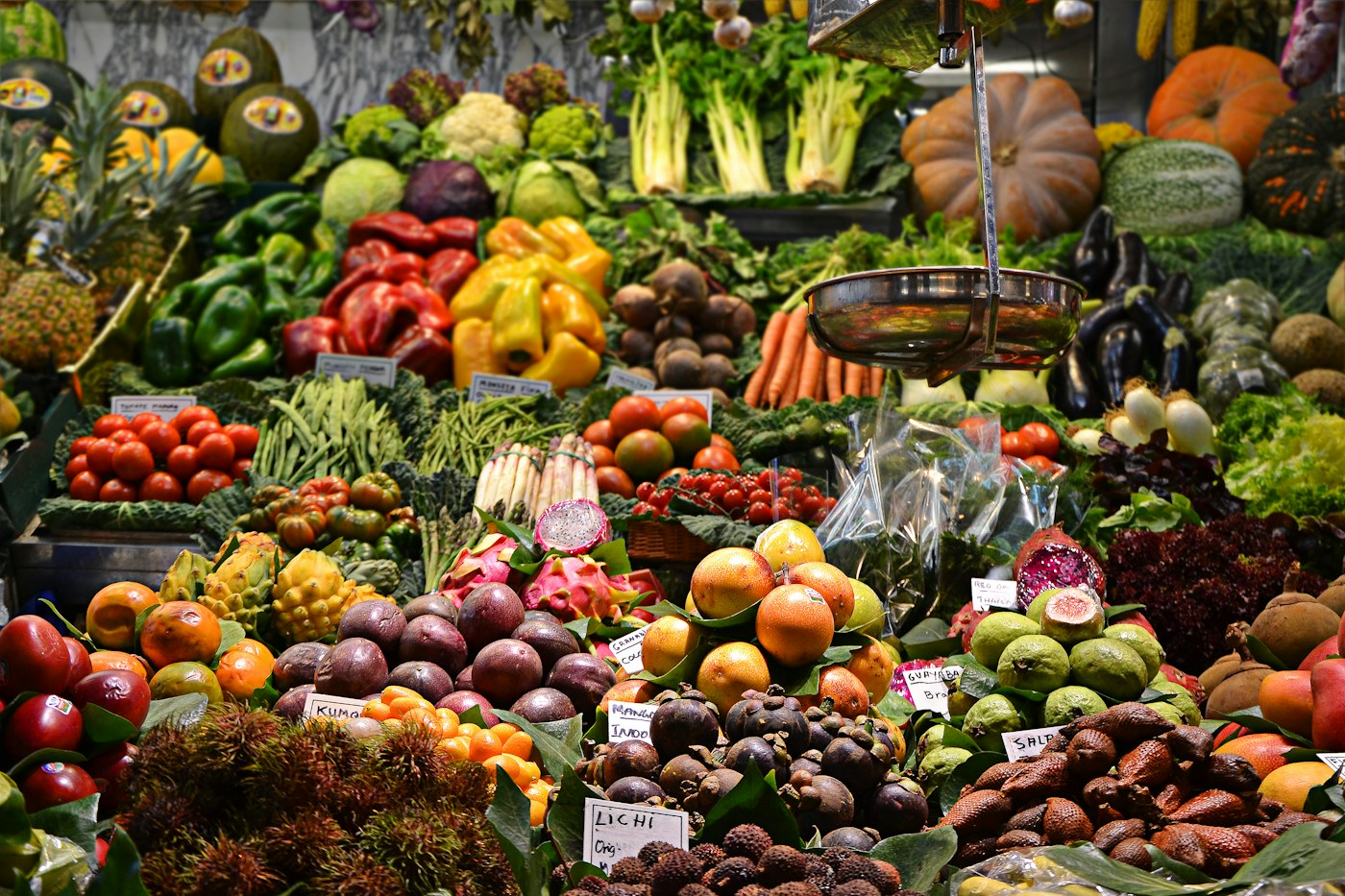Colorful produce at a market